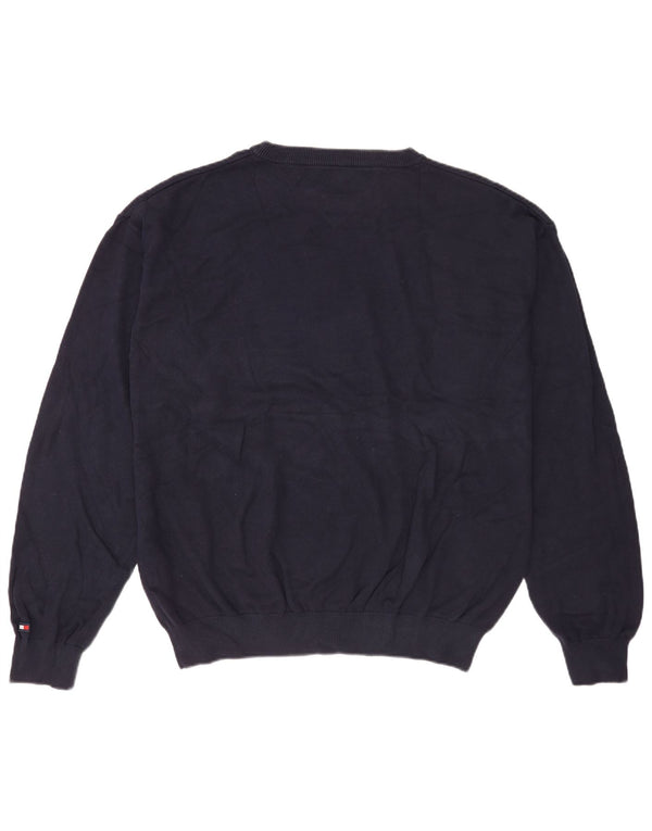 Tommy Hilfiger Mens Crew Neck Jumper Sweater 2XL Navy Blue Cotton