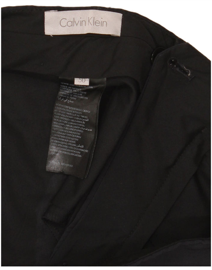 Calvin Klein Mens 2 Button 2 Piece Suit IT 50 Large W34 L33 Black Wool
