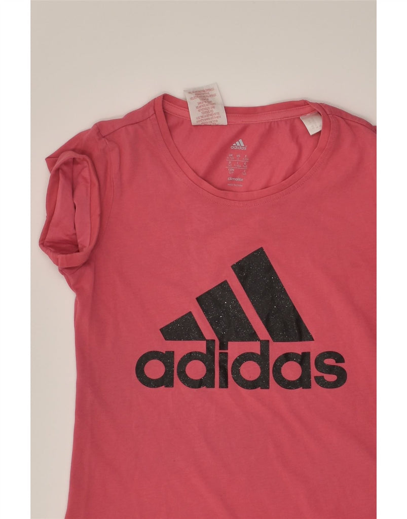 ADIDAS Girls Climalite Graphic T-Shirt Top 9-10 Years Pink Cotton | Vintage Adidas | Thrift | Second-Hand Adidas | Used Clothing | Messina Hembry 