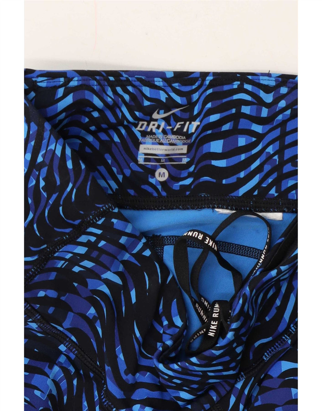 Nike Womens Dri Fit Abstract Pattern Leggings UK 12 Medium Blue Chevron