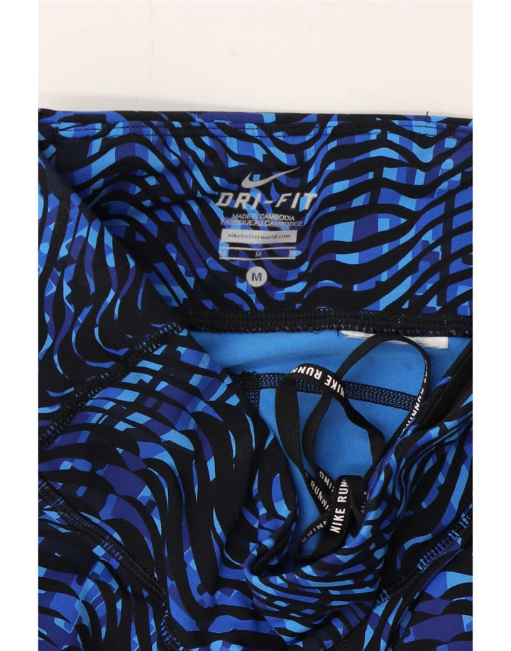 Nike Womens Dri Fit Abstract Pattern Leggings UK 12 Medium Blue Chevron