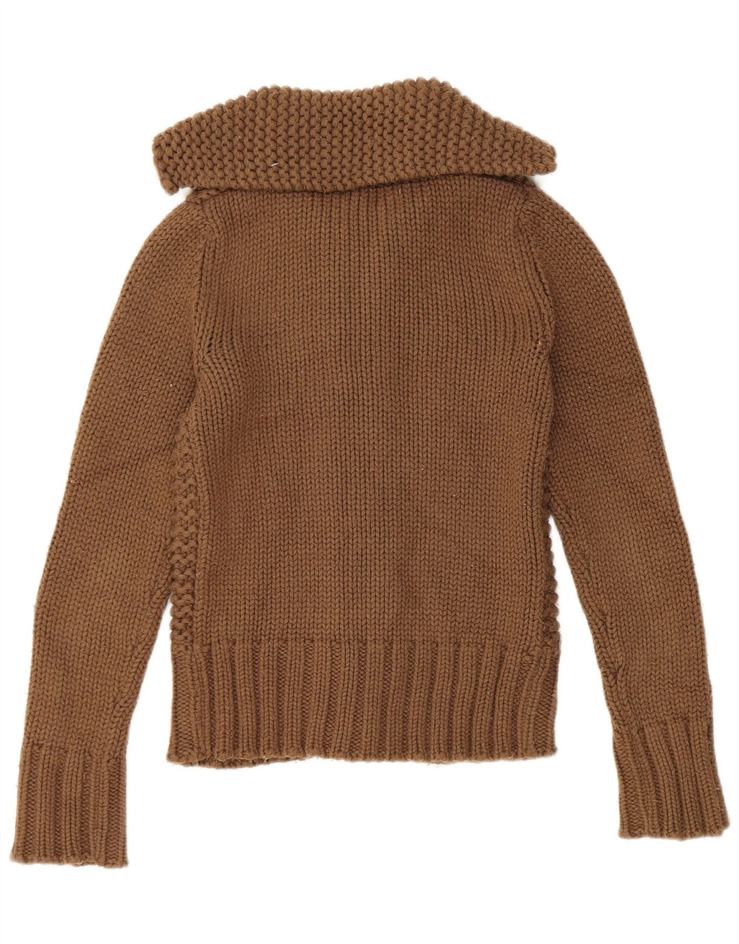 Zara Womens Hooded Cardigan Sweater UK 12 Medium Brown