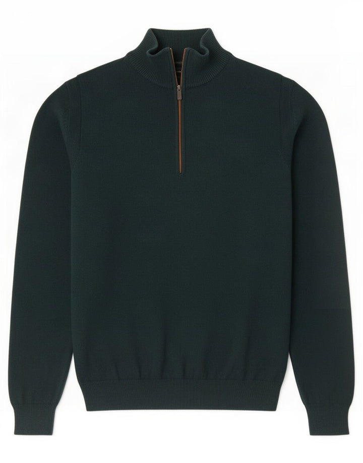 Massimo Dutti Mens Zip Neck Jumper Sweater Small Green