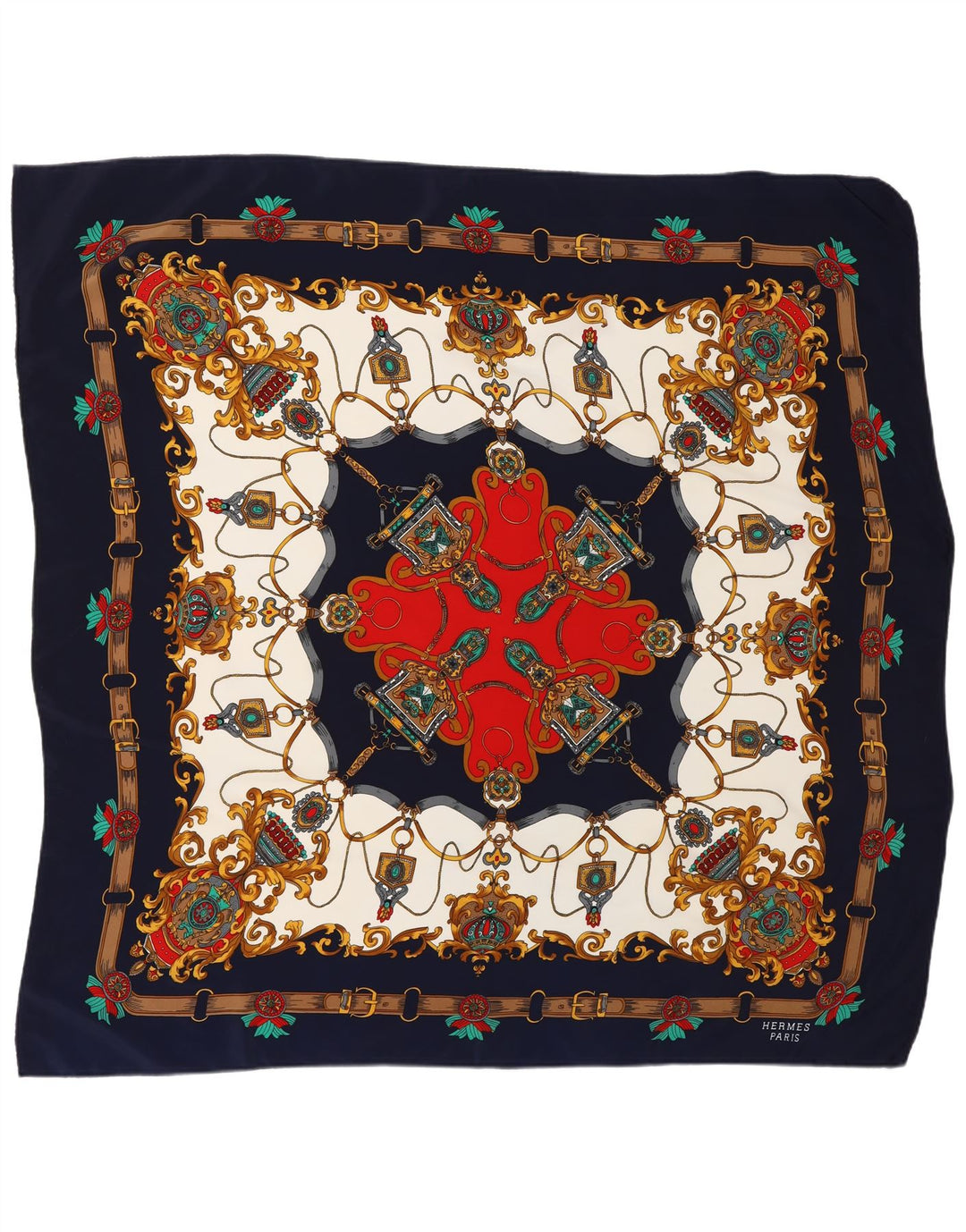 HERMES Womens Abstract Pattern Square Scarf One Size Multicoloured