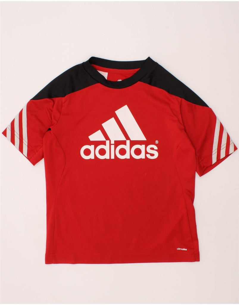 ADIDAS Boys Climalite Graphic T-Shirt Top 9-10 Years Medium Red Vintage Adidas and Second-Hand Adidas from Messina Hembry 