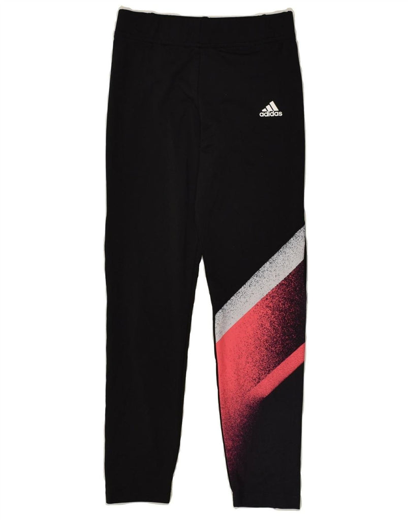 ADIDAS Girls Aeroready Graphic Tracksuit Trousers 9-10 Years Black | Vintage Adidas | Thrift | Second-Hand Adidas | Used Clothing | Messina Hembry 