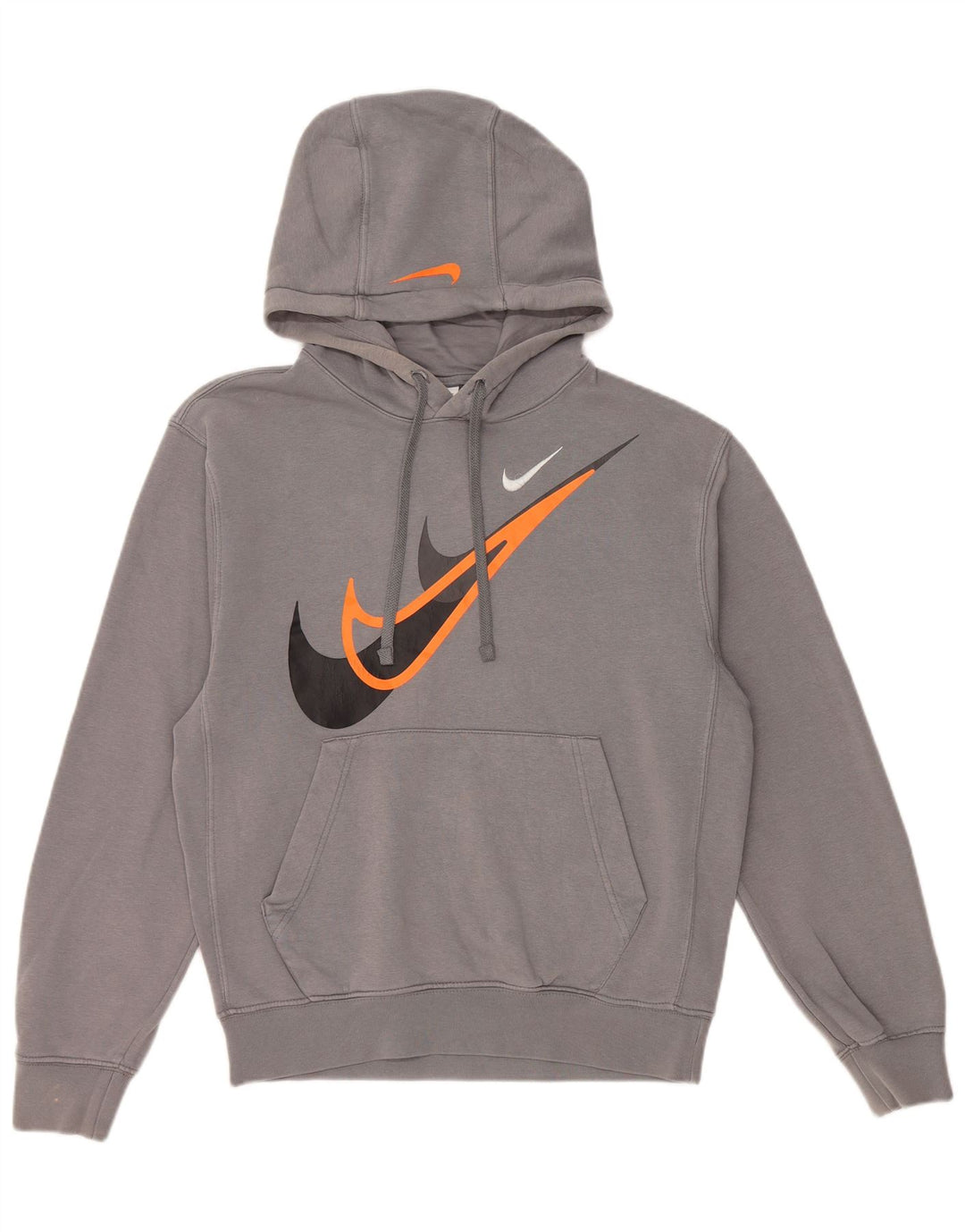 Nike Mens Graphic Hoodie Jumper XS Grey Cotton