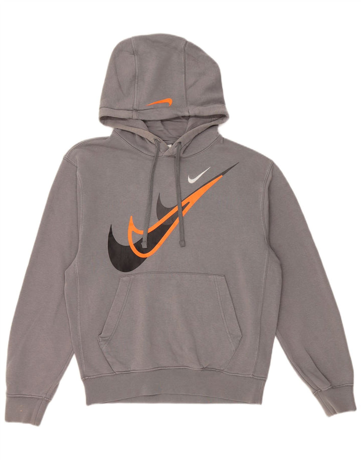 Nike Mens Graphic Hoodie Jumper XS Grey Cotton