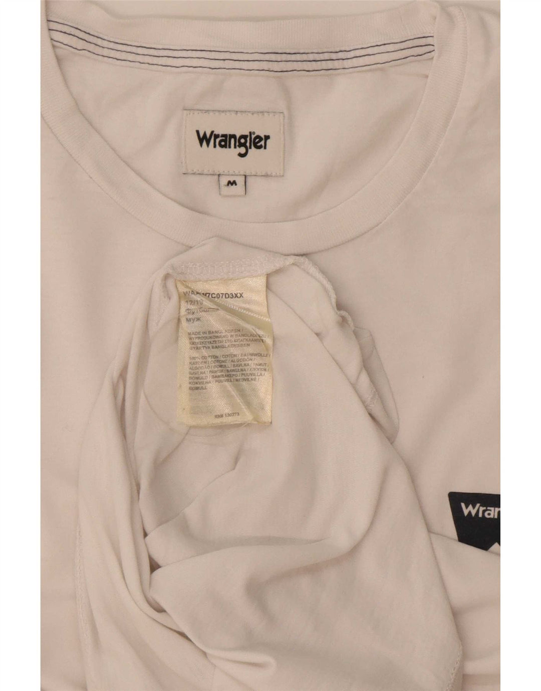 Wrangler Mens T-Shirt Top Medium White Cotton
