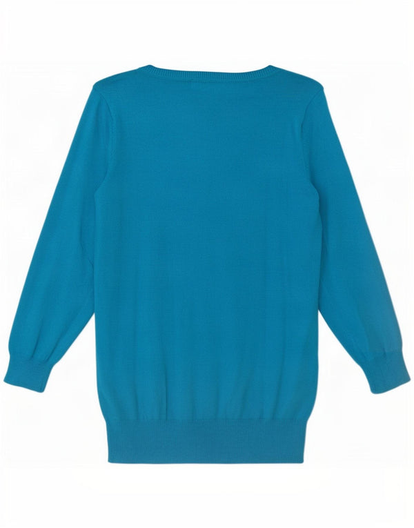 Zara Womens 3/4 Sleeve Cardigan Sweater UK 14 Large Blue Cotton