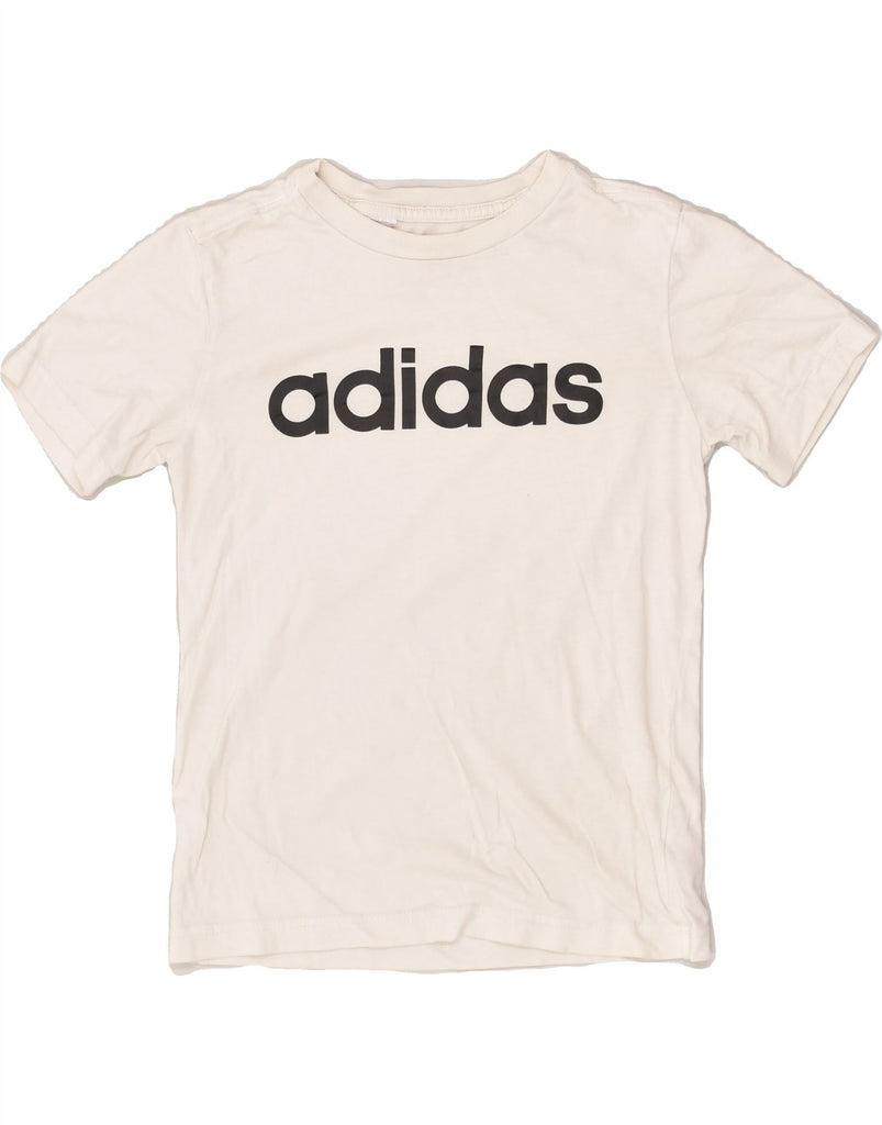 ADIDAS Boys Graphic T-Shirt Top 9-10 Years Small Off White Cotton | Vintage Adidas | Thrift | Second-Hand Adidas | Used Clothing | Messina Hembry 