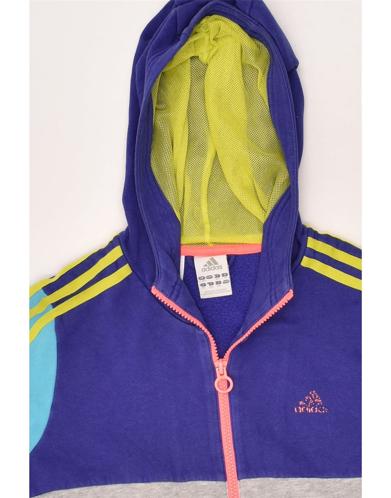 ADIDAS Girls Zip Hoodie Sweater 15-16 Years Multicoloured Colourblock | Vintage Adidas | Thrift | Second-Hand Adidas | Used Clothing | Messina Hembry 