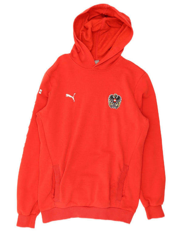 Puma Boys Graphic Hoodie Jumper 15-16 Years Red Cotton