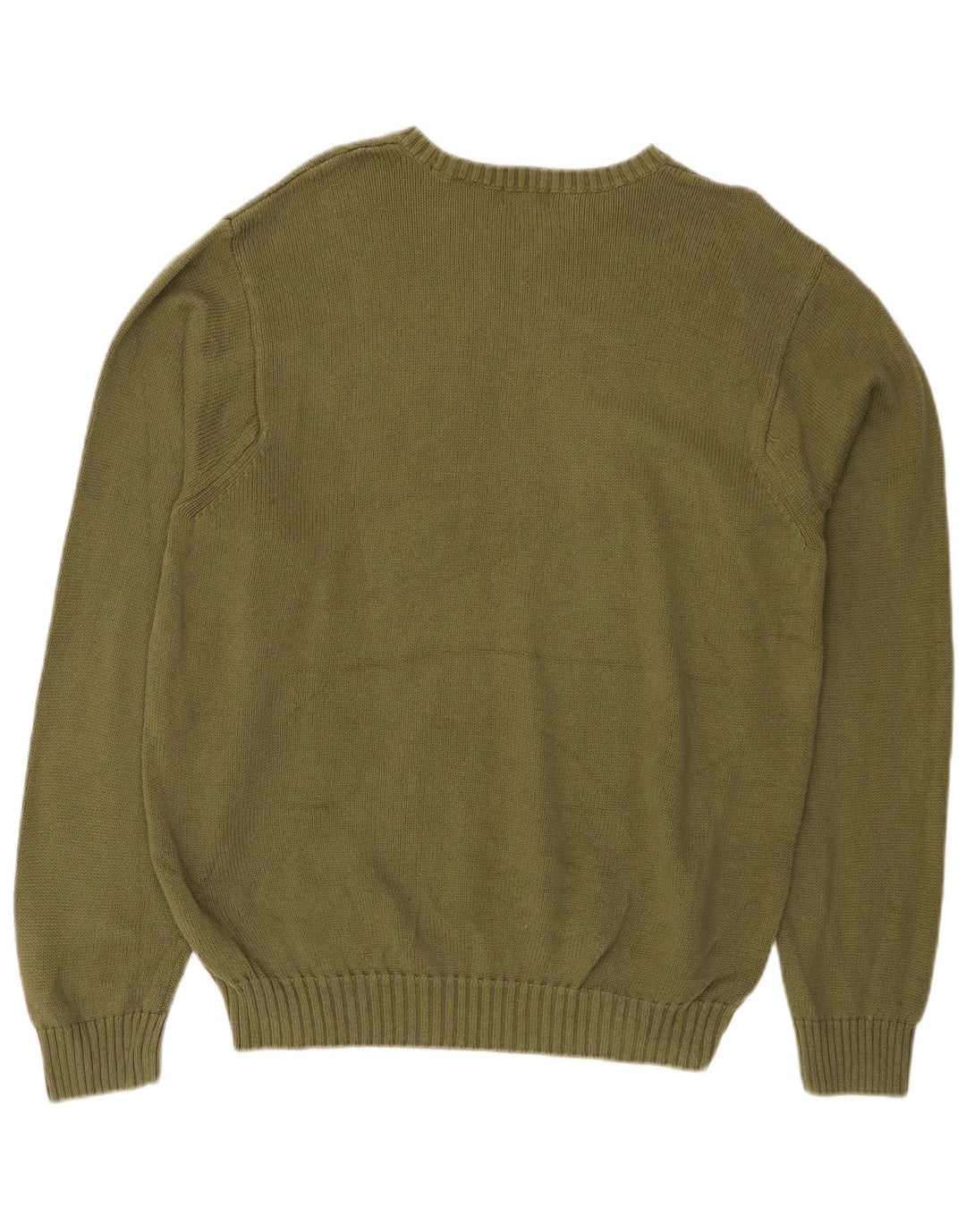 IZOD Mens Boat Neck Jumper Sweater Medium Khaki Cotton