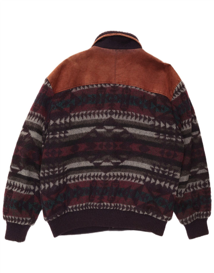 C&A Mens Knit Bomber Jacket Medium Multicoloured Fair Isle