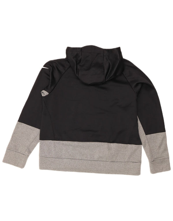 Nike Boys Dri Fit Graphic Hoodie Jumper 13-14 Years XL Black Colourblock