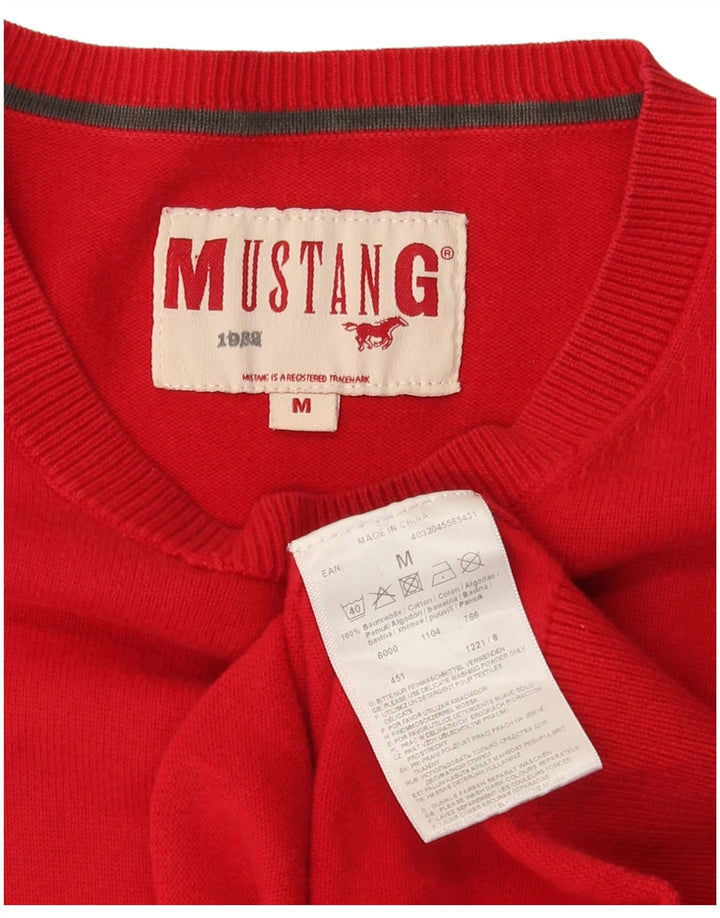 Mustang Mens Crew Neck Jumper Sweater Medium Red Cotton