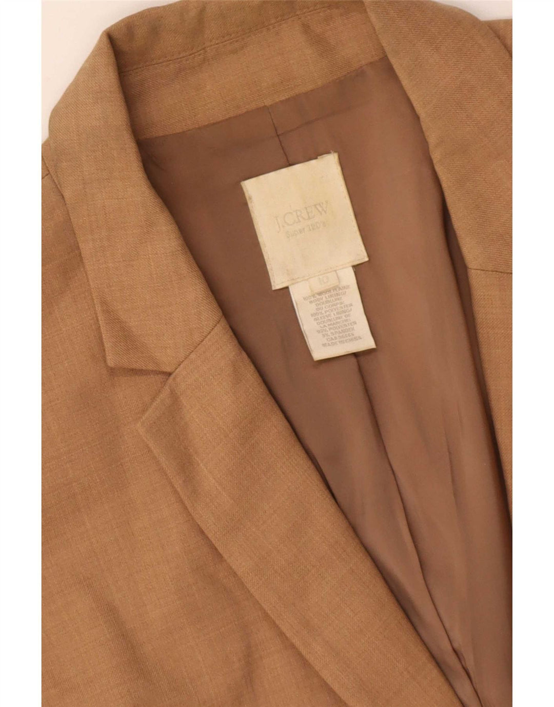 J. Crew Womens 2 Button Blazer Jacket US 10 Large Brown Wool