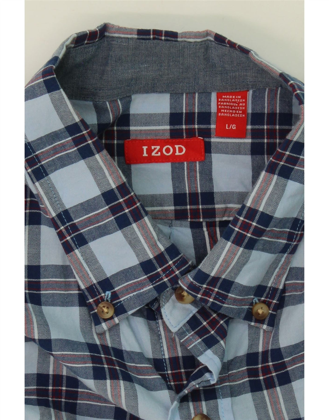 IZOD Mens Shirt Large Blue Check Cotton Vintage Izod and Second-Hand Izod from Messina Hembry 