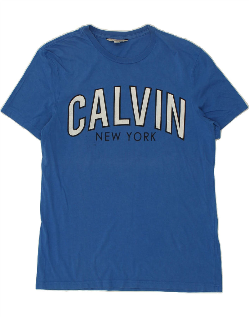 CALVIN KLEIN Mens Graphic T-Shirt Top Medium Blue Cotton Vintage Calvin Klein and Second-Hand Calvin Klein from Messina Hembry 