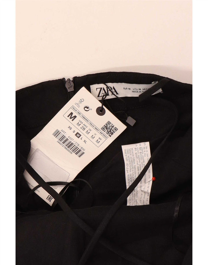 Zara Womens Slip Dress UK 12 Medium Black Linen