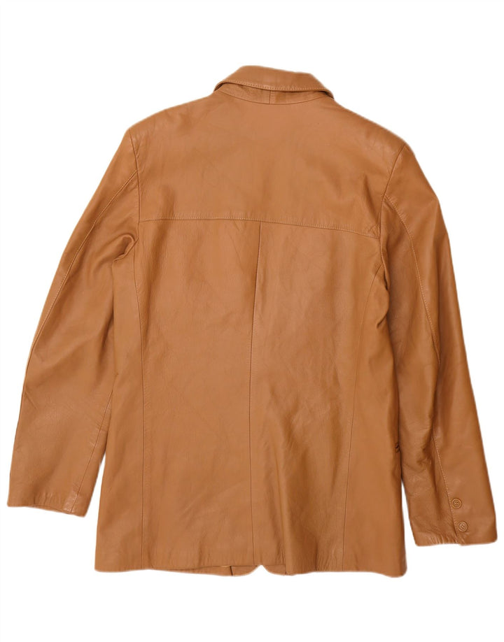 VINTAGE Mens 2 Button Leather Blazer Jacket IT 48 Medium Beige Leather