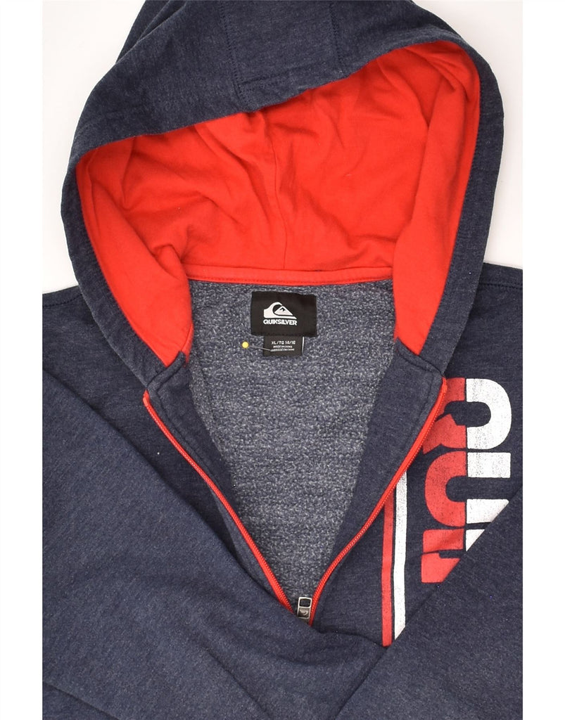 QUIKSILVER Boys Graphic Zip Hoodie Sweater 14-15 Years Navy Blue Cotton | Vintage Quiksilver | Thrift | Second-Hand Quiksilver | Used Clothing | Messina Hembry 