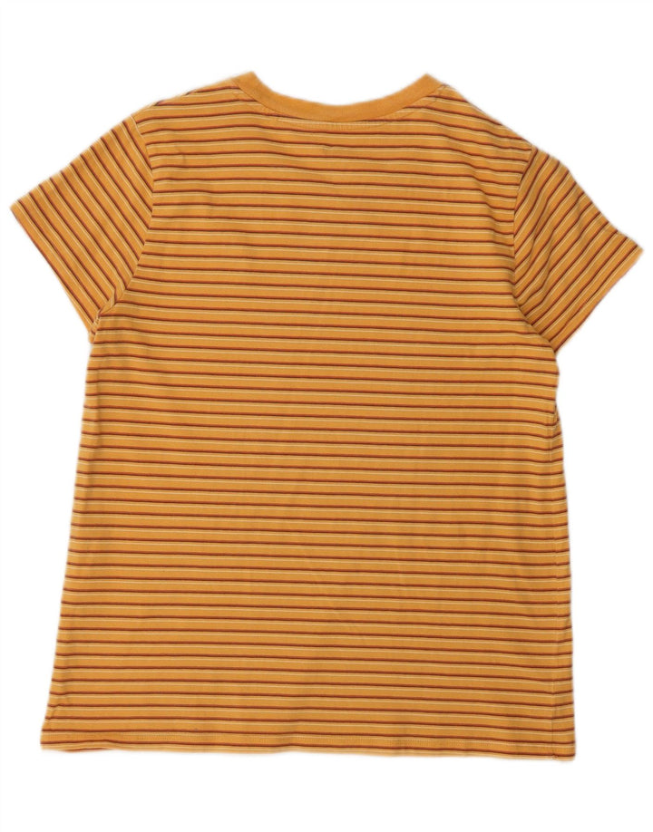Levi's Womens T-Shirt Top UK 12 Medium Orange Striped Cotton