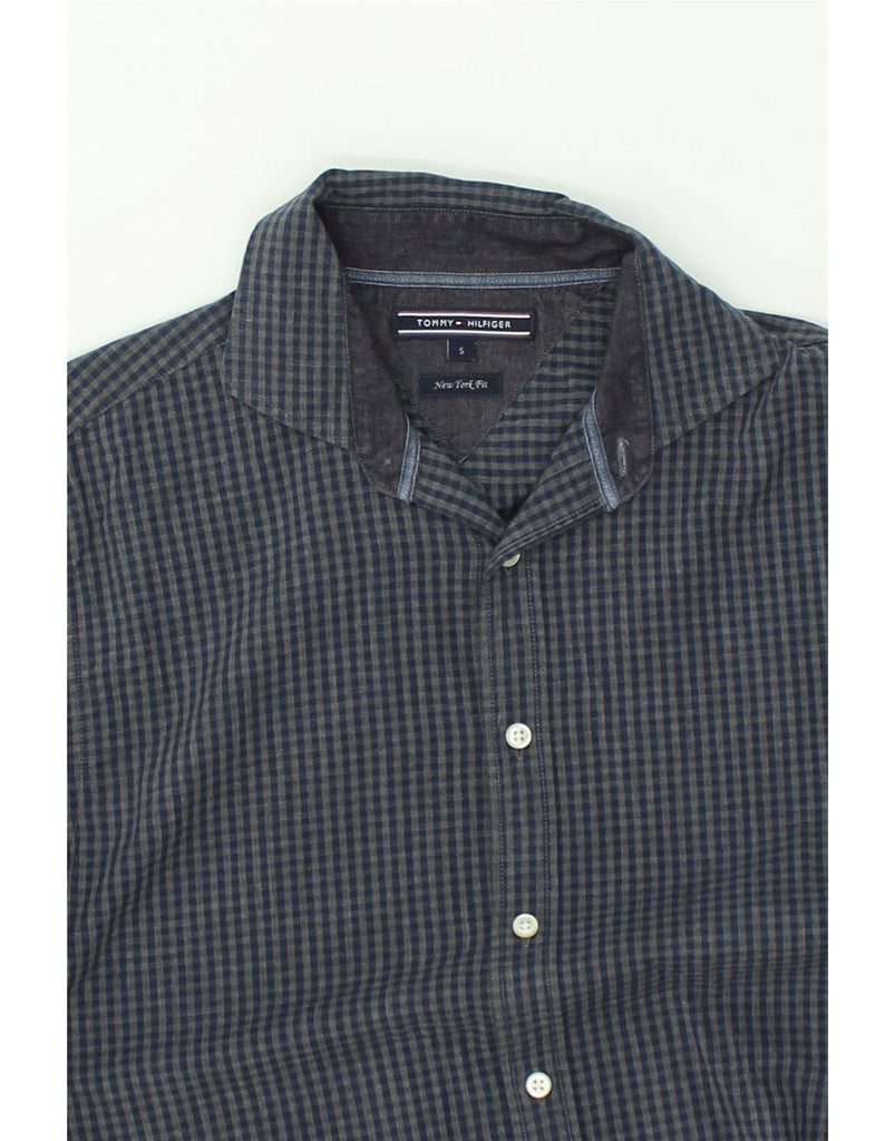 TOMMY HILFIGER Mens New York Fit Shirt Small Navy Blue Check Cotton | Vintage Tommy Hilfiger | Thrift | Second-Hand Tommy Hilfiger | Used Clothing | Messina Hembry 