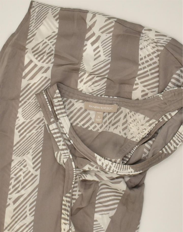 BANANA REPUBLIC Womens Vest Top UK 8 Small Grey Striped Polyester | Vintage Banana Republic | Thrift | Second-Hand Banana Republic | Used Clothing | Messina Hembry 