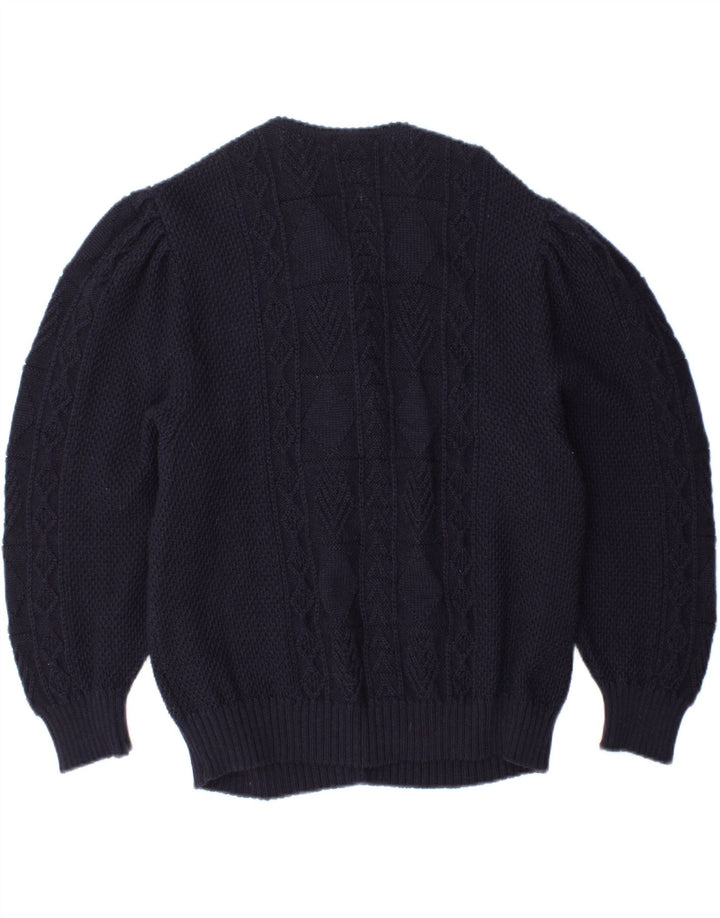 SIGI SCHEIBER Womens Cardigan Sweater EU 46 XL Navy Blue Wool