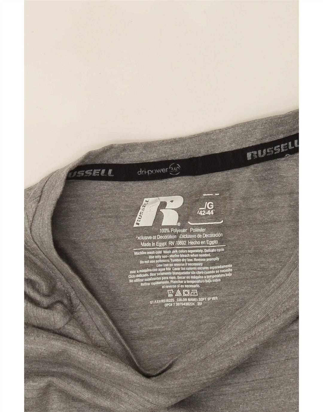 Russell Athletic Mens T-Shirt Top UK 42/44 Large Grey Polyester