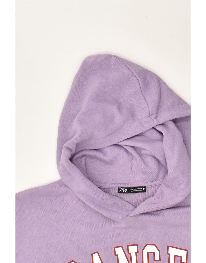 ZARA Womens Graphic Crop Hoodie Jumper UK 14 Medium Purple | Vintage Zara | Thrift | Second-Hand Zara | Used Clothing | Messina Hembry 