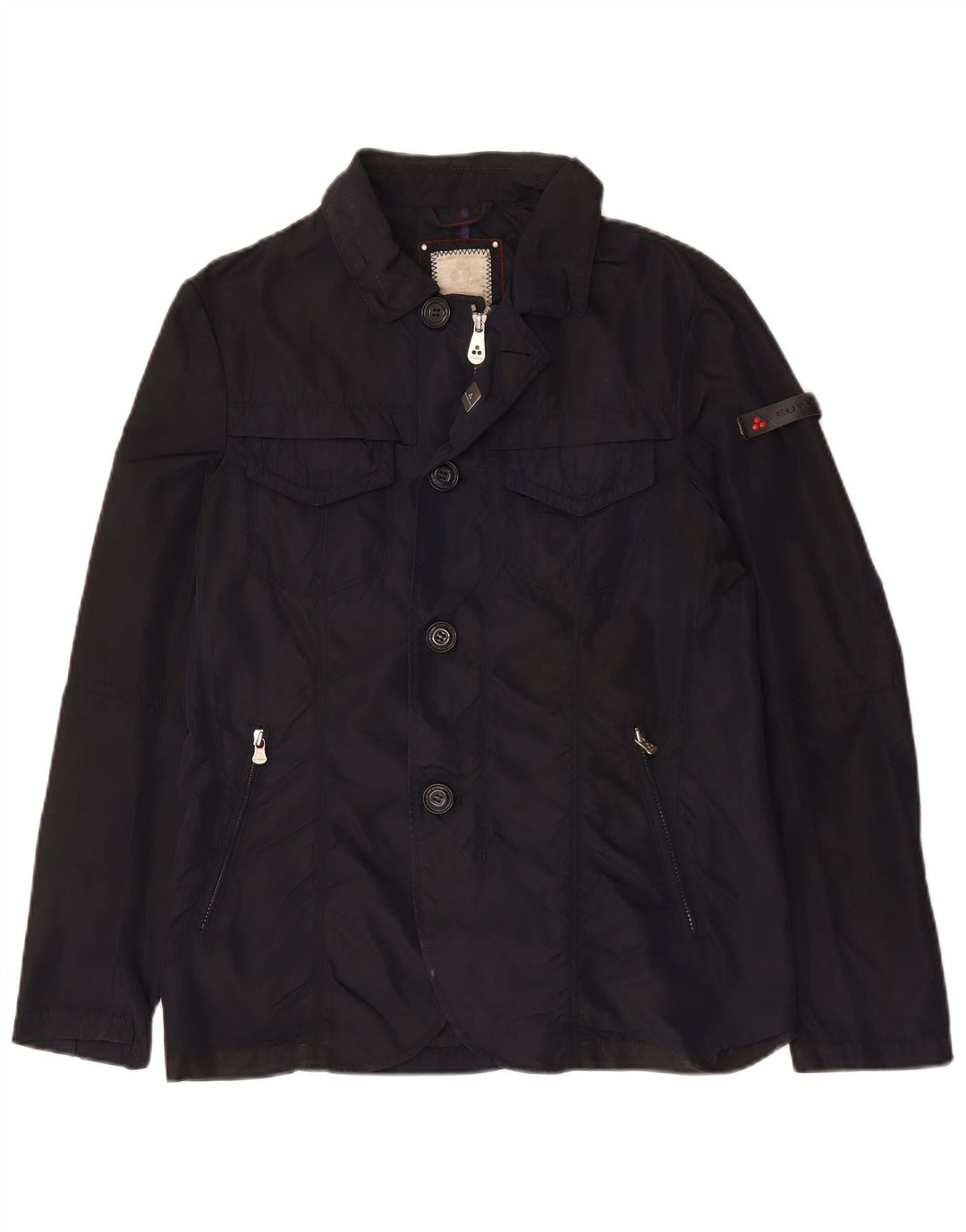 PEUTEREY Mens Utility Jacket UK 36 Small Navy Blue Polyamide