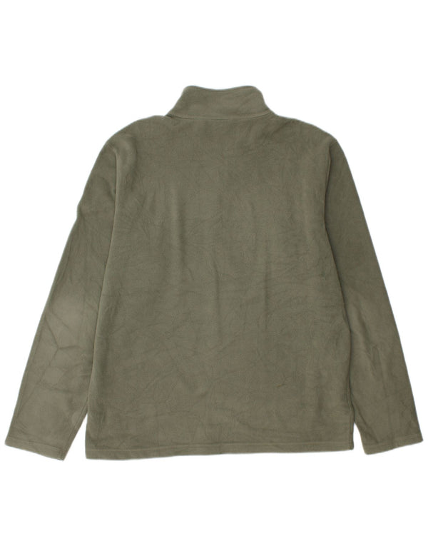 Eddie Bauer Mens Zip Neck Fleece Jumper Medium Khaki Polyester
