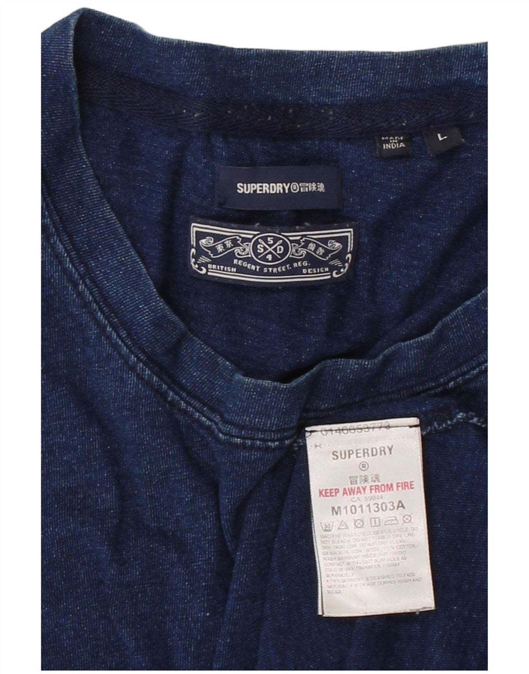 SUPERDRY Mens T-Shirt Top Large Navy Blue Cotton