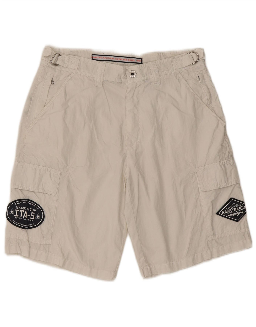 Gaastra Mens Graphic Cargo Shorts Small W29 White Cotton