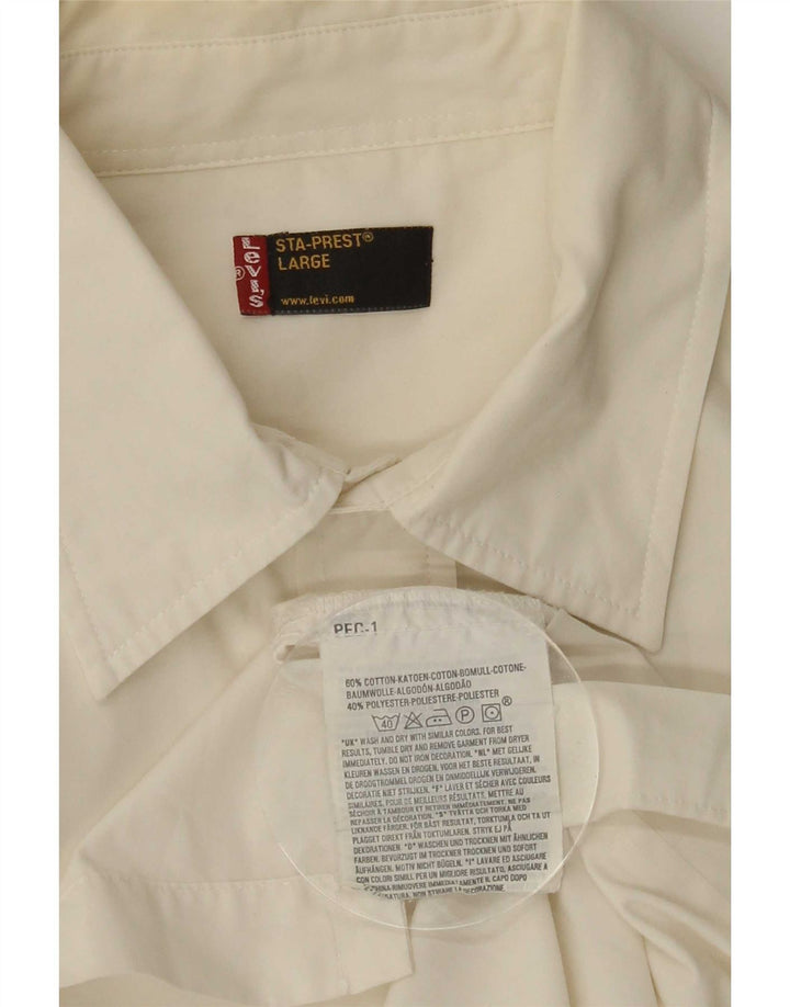Levi's Mens Short Sleeve Shirt Large Off White Cotton