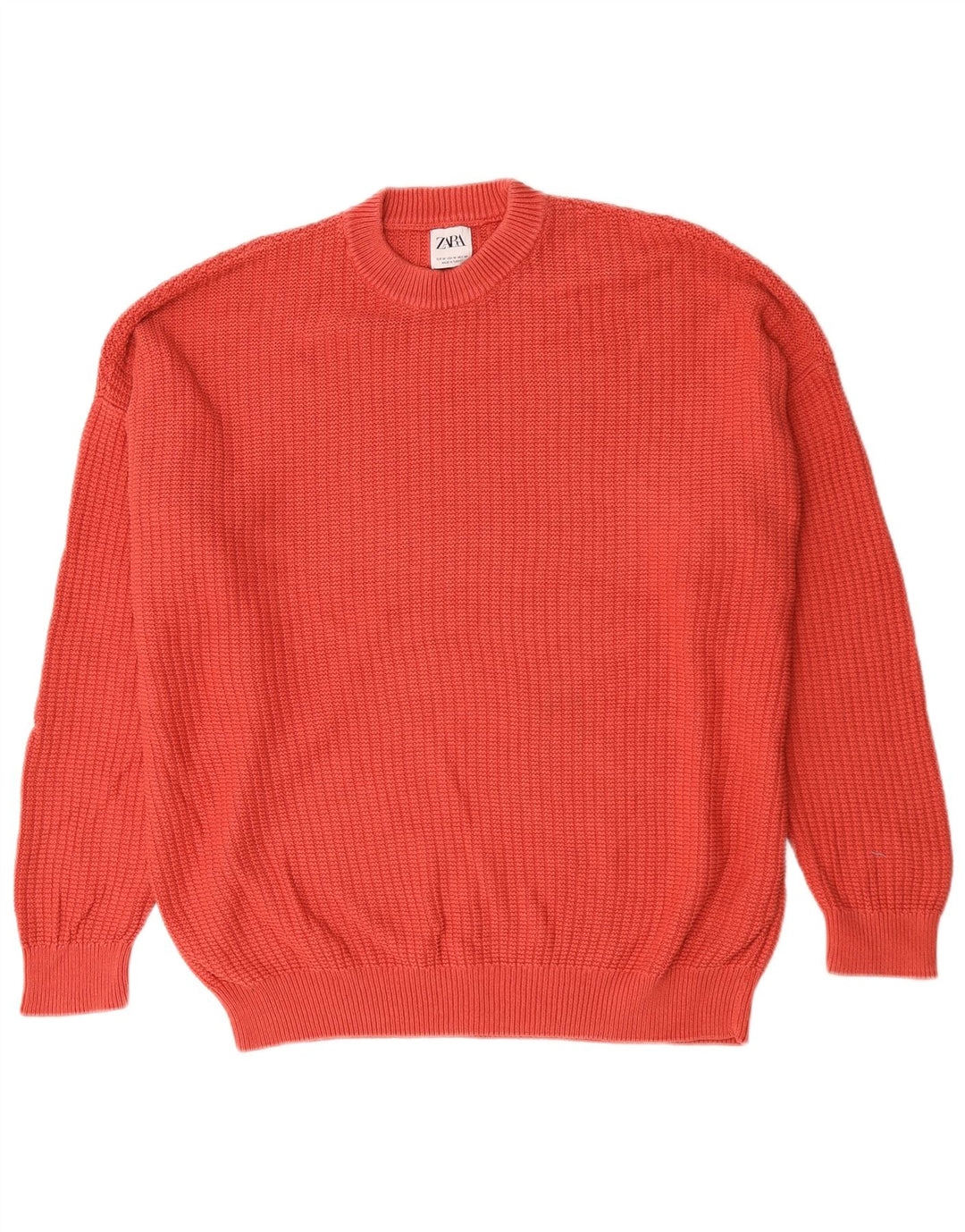 Zara Mens Crew Neck Jumper Sweater Medium Red Cotton