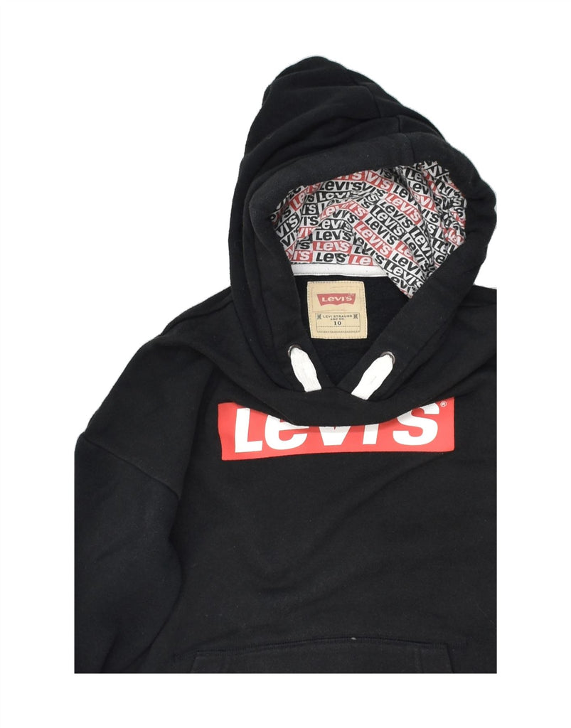 LEVI'S Boys Graphic Hoodie Jumper 9-10 Years Black Cotton | Vintage Levi's | Thrift | Second-Hand Levi's | Used Clothing | Messina Hembry 