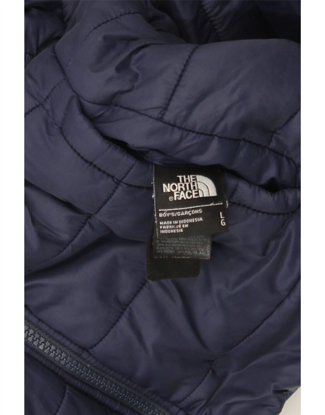 THE NORTH FACE Boys Hooded Padded Jacket 11-12 Years Large Navy Blue