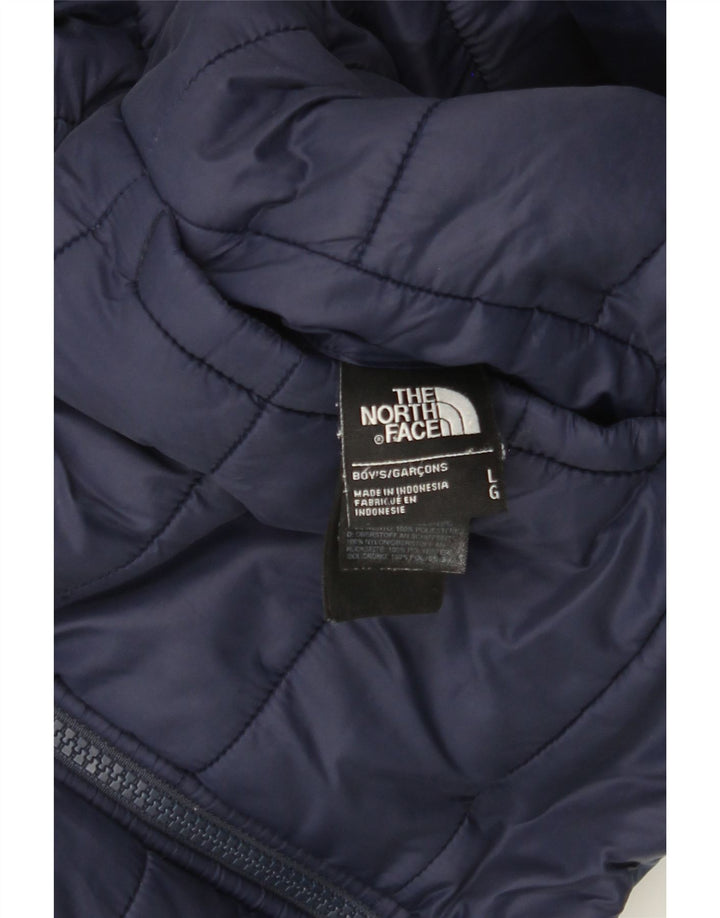 THE NORTH FACE Boys Hooded Padded Jacket 11-12 Years Large Navy Blue
