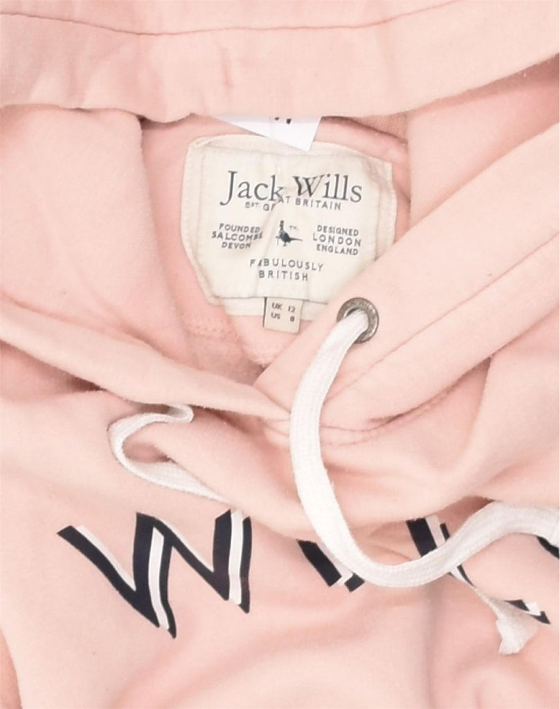 JACK WILLS Womens Loose Fit Graphic Hoodie Jumper UK 12 Medium  Pink | Vintage Jack Wills | Thrift | Second-Hand Jack Wills | Used Clothing | Messina Hembry 