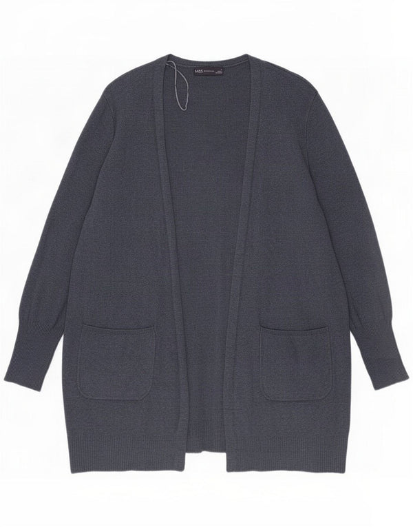 Marks & Spencer Womens Open Cardigan Sweater UK 14 Medium Navy Blue Viscose
