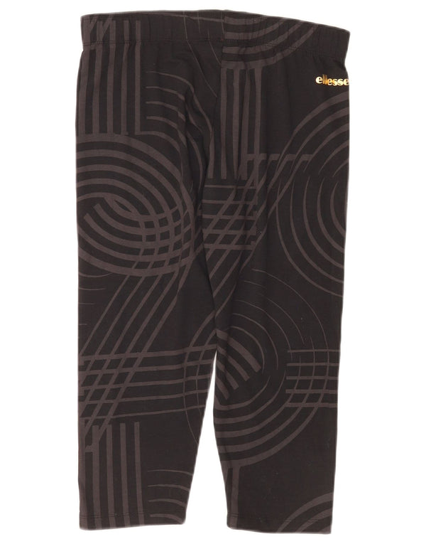Ellesse Womens Capri Leggings UK 12 Medium Black Geometric Cotton