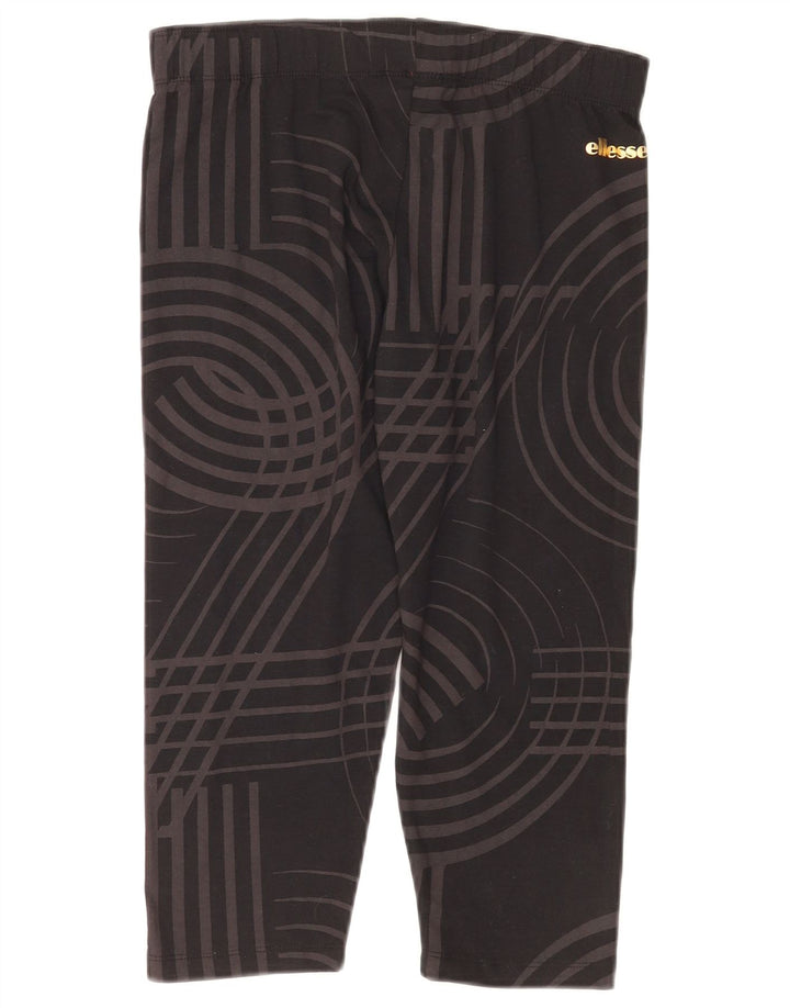 Ellesse Womens Capri Leggings UK 12 Medium Black Geometric Cotton