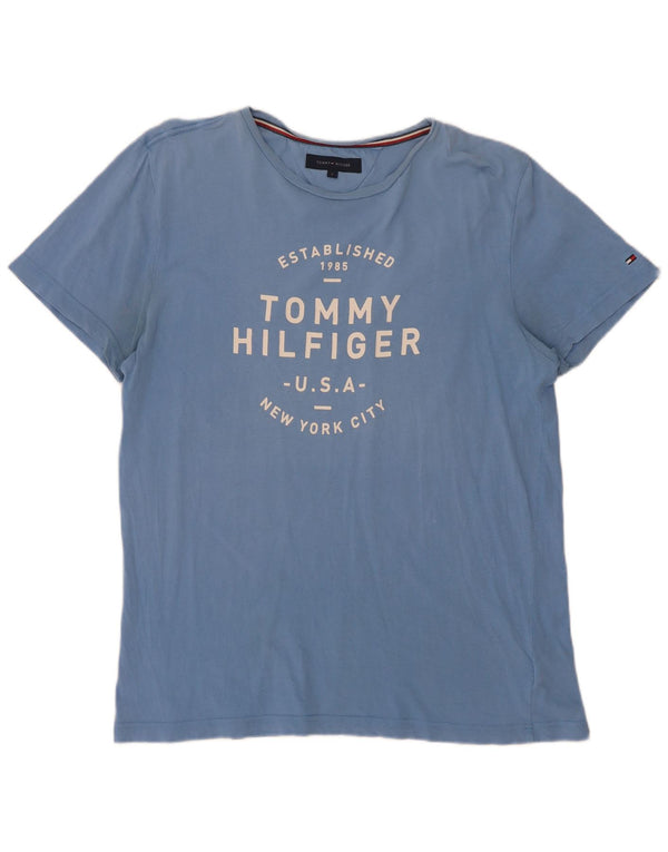 Tommy Hilfiger Mens Graphic T-Shirt Top Large Blue Cotton