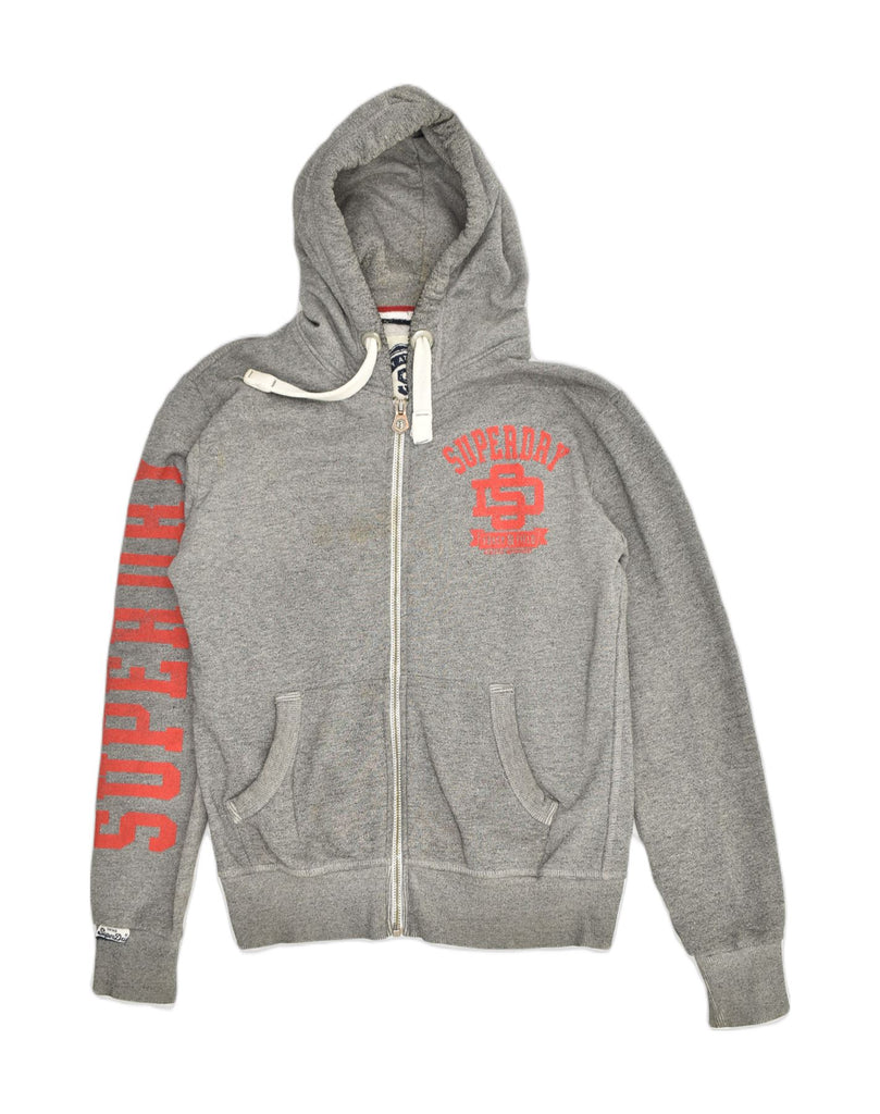 SUPERDRY Mens Graphic Zip Hoodie Sweater Small Grey Cotton | Vintage Superdry | Thrift | Second-Hand Superdry | Used Clothing | Messina Hembry 