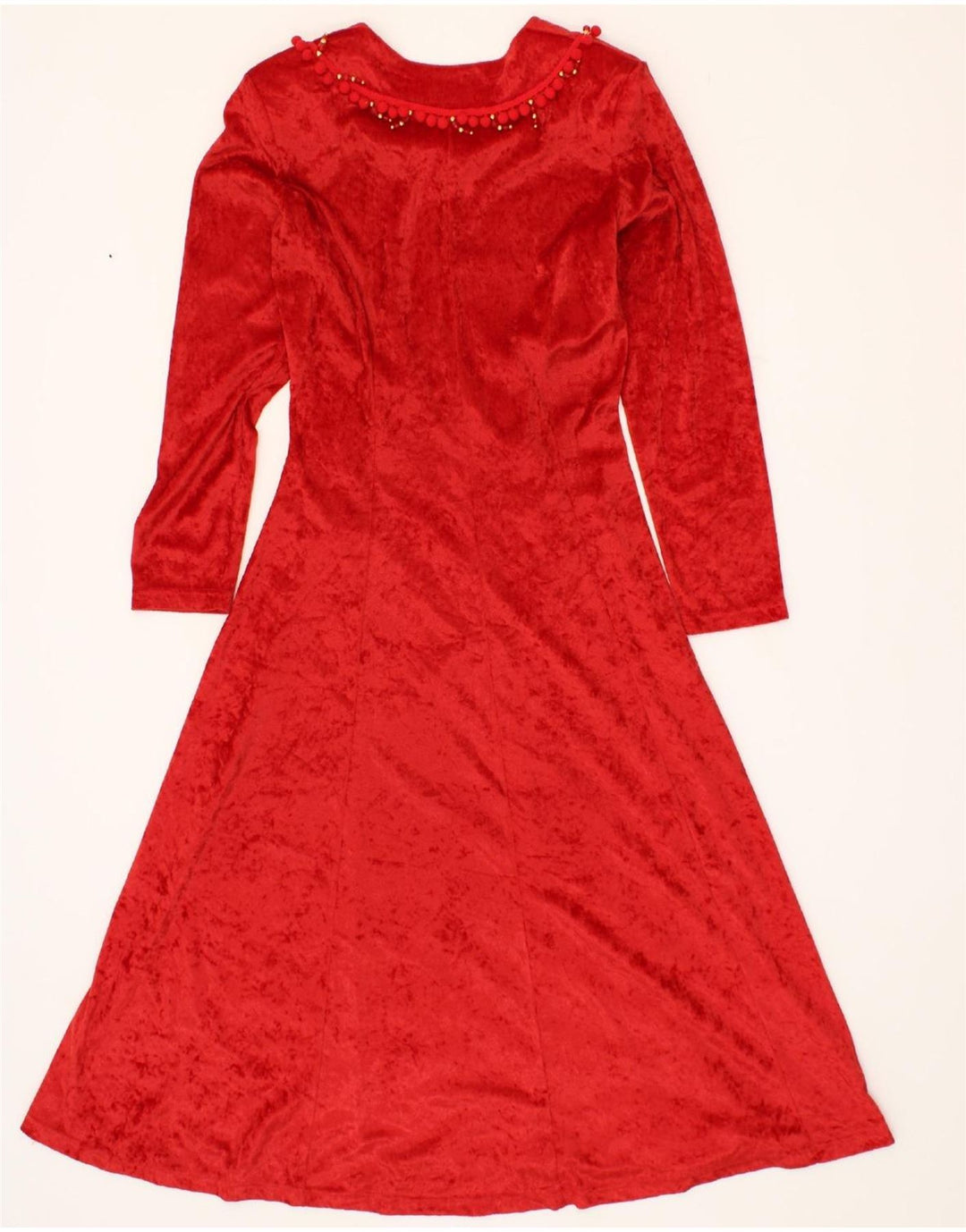 VINTAGE Womens Long Sleeve Maxi Dress UK 12 Medium Red Acetate Vintage Vintage and Second-Hand Vintage from Messina Hembry 