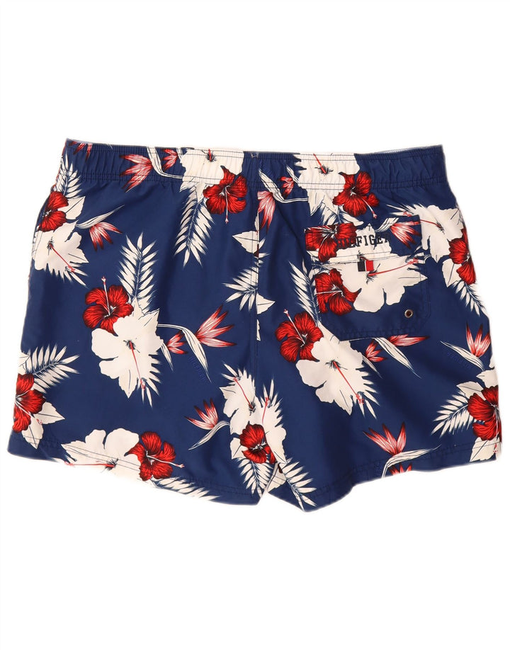 TOMMY HILFIGER Mens Swimming Shorts Large  Navy Blue Floral Polyester